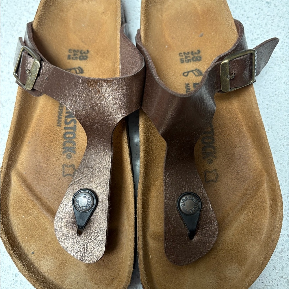Birkenstock Dark Brown Leather Thong Sandals